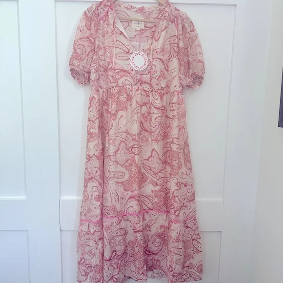 Umgee Pink and Cream Paisley Midi Dress - Picture 3 of 5